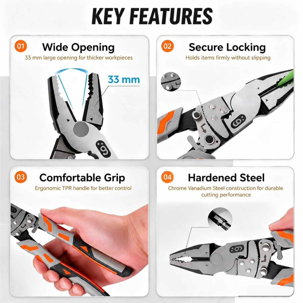 55-Steel Self-Locking Anti-Skid Ratchet Pliers | Heavy-Duty Wire Cutters & Holding Tool🔧⚙️