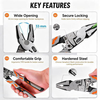 55-Steel Self-Locking Anti-Skid Ratchet Pliers | Heavy-Duty Wire Cutters & Holding Tool🔧⚙️