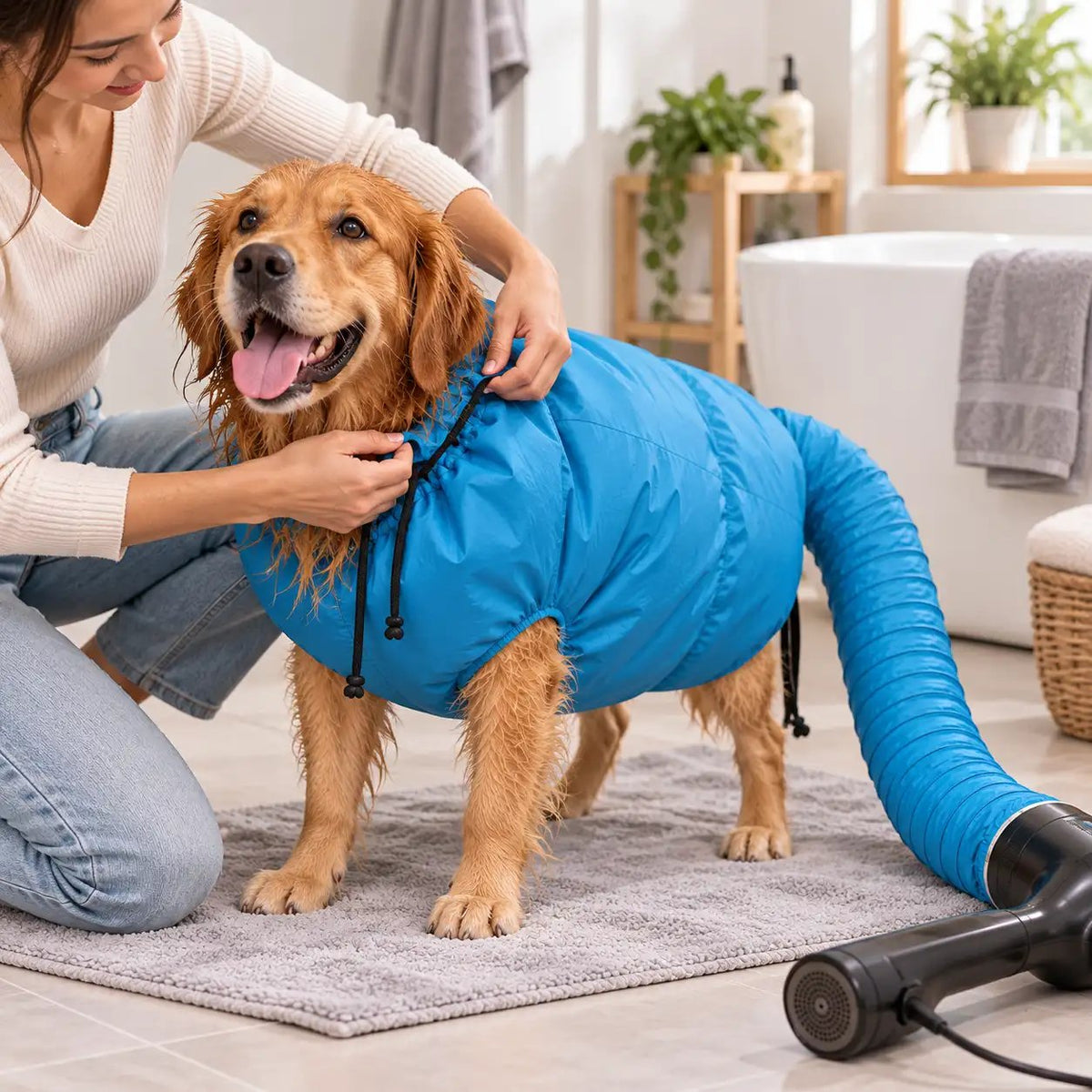 🐶 Quick-Drying Pet Drying Bag – Connects to Any Hair Dryer for a Faster, Cleaner & More Comfortable Drying Routine