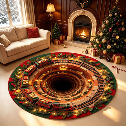 💯🎄3D Christmas Gnome Optical Illusion Round Rug | Fun Festive Home Decor Must‑Have⭐🏠🎁