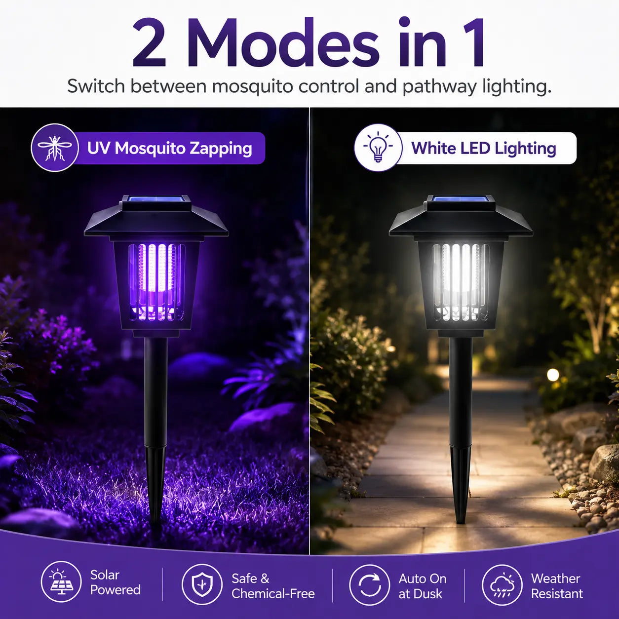 ☀️🦟 Solar Mosquito Zapper | 2-in-1 Bug Killer & Yard Light