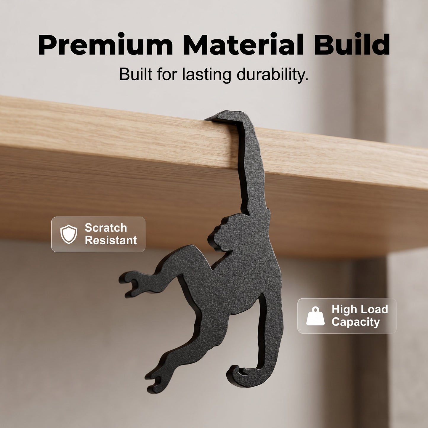 Gorilla Wooden Wall Hook, Heavy-Duty Organizer for Coats and Bags