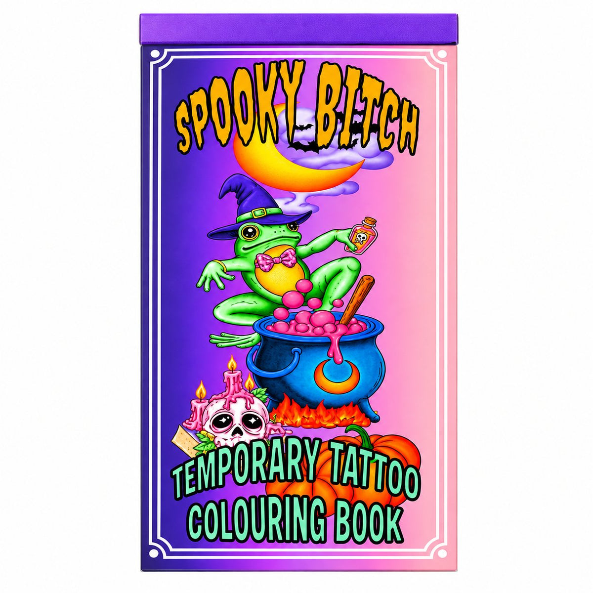 🎃 Spooky Bitch Temporary Tattoo Colouring Book | 13 Witchy Halloween Designs with Colour-Your-Own Pages & Ready-to-Wear Temporary Tattoos 🐸✨