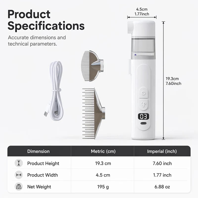 ⏰LIMITED TIME PRICE🔥Electric Pet Grooming Comb🐕Keep your furry friends away from mites, fleas and tangled fur！