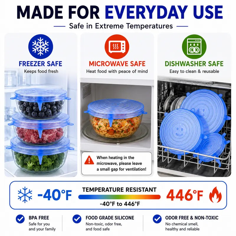 🔥Adpartner Silicone Lids for Food Storage (6-Pack)