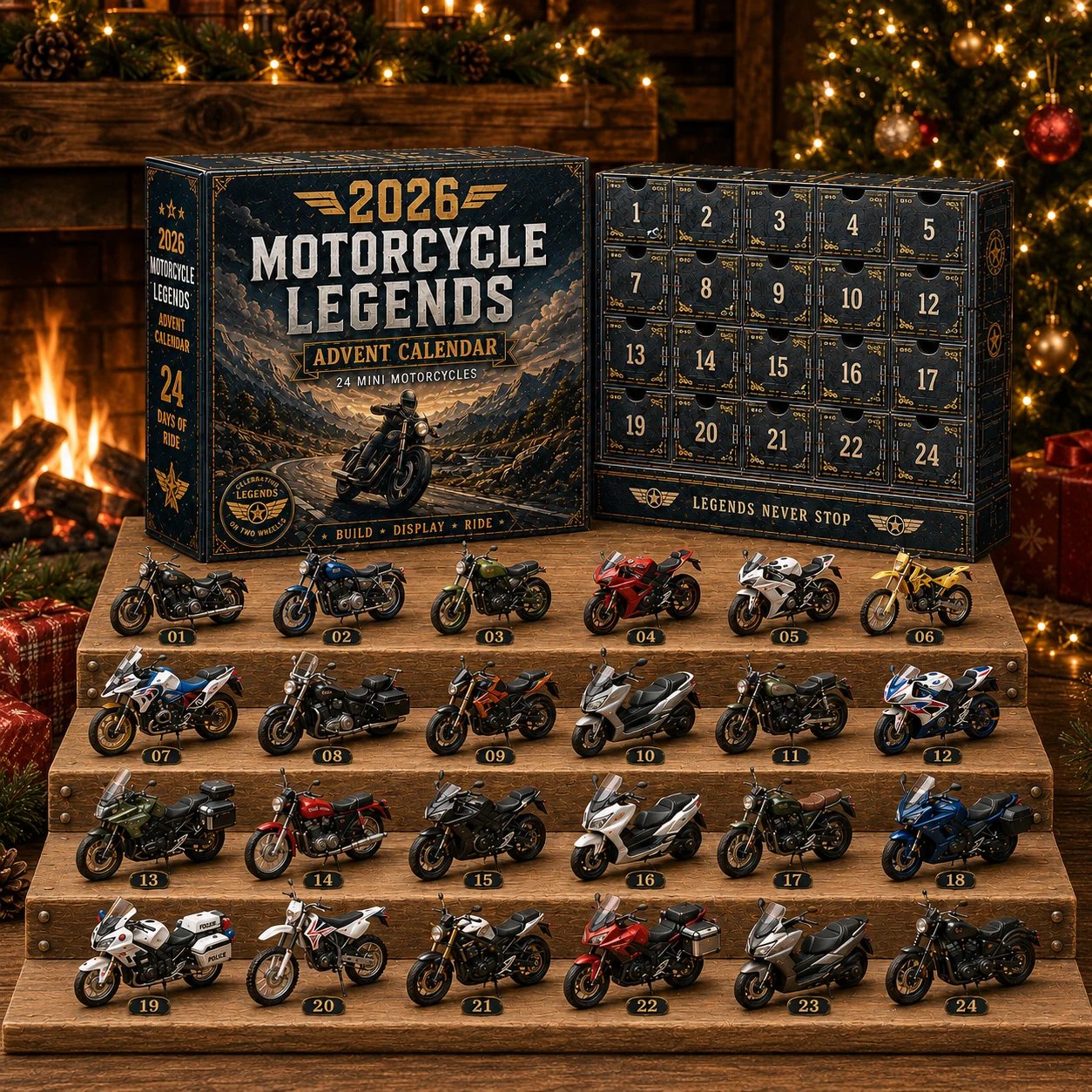 💯2026 Motorcycle Legends Advent Calendar – 24 Days, 24 Mini Motorcycles, 24 Legendary Rides
