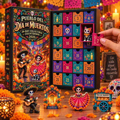 🏵Pueblo del Día de Muertos 2026 – 24-Day Day of the Dead Collectible Countdown Calendar with 24 Unique Miniatures