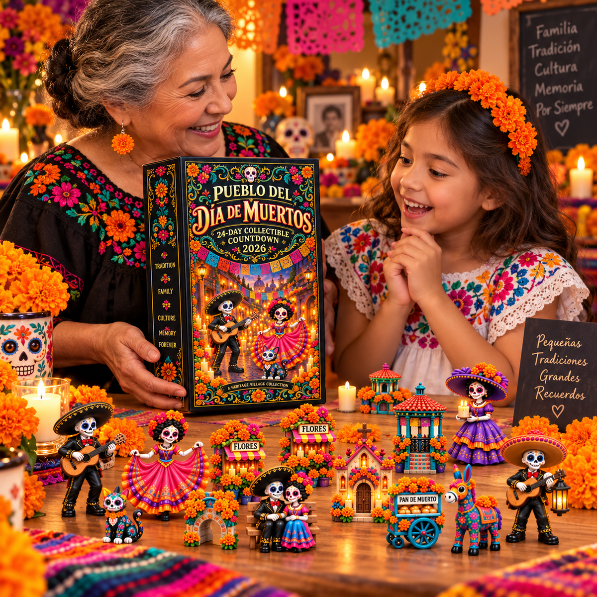 🏵Pueblo del Día de Muertos 2026 – 24-Day Day of the Dead Collectible Countdown Calendar with 24 Unique Miniatures