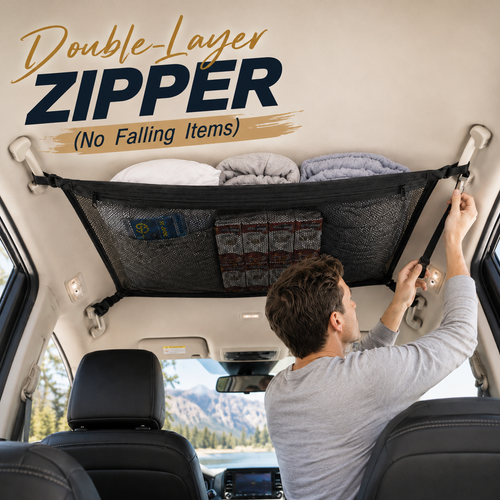 🚗 Car Ceiling Storage Net with Zipper
