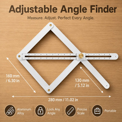 Adjustable Aluminum Angle Finder & Template Tool for Woodworking