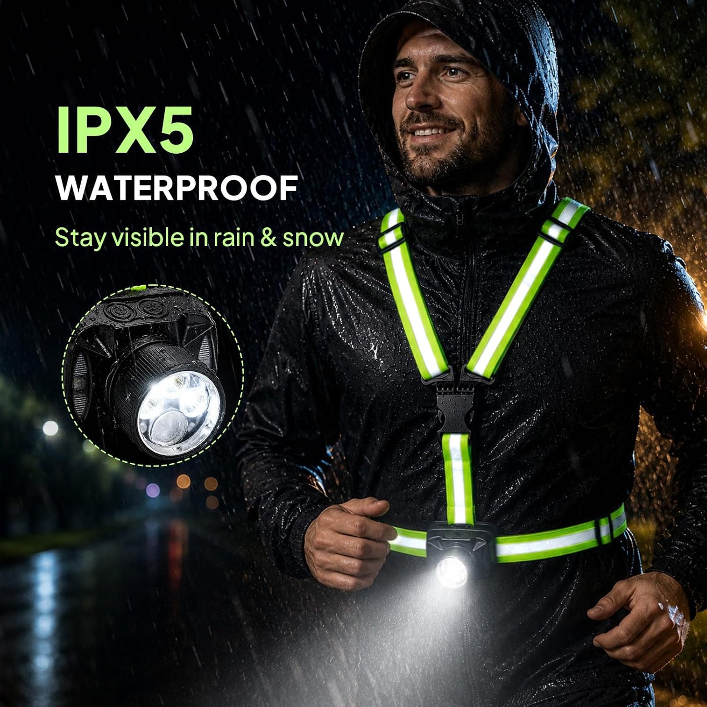 🏃Running Lights for Runners, 550Lm, Y-Shaped Buckle Running Light Vest