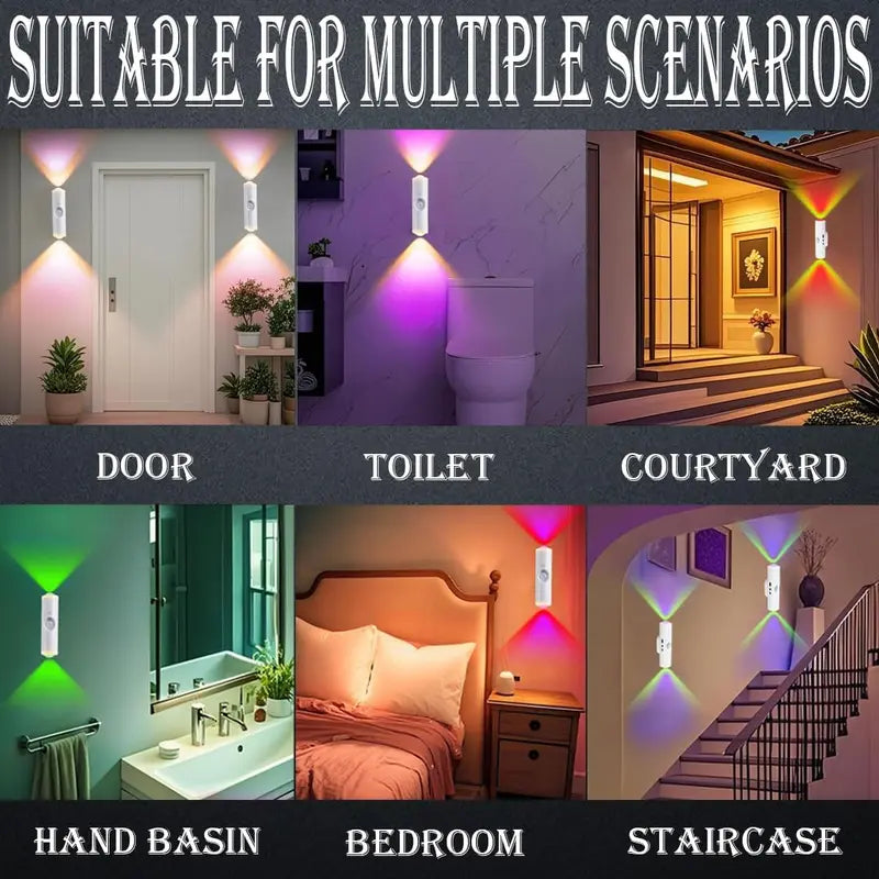 ✨Smart LED Motion Sensor Night Light • Dimmable RGB Magnetic Wall Lamp • USB Rechargeable