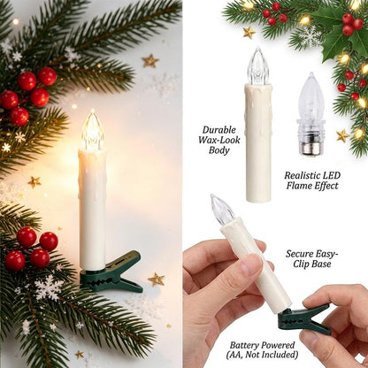 LED Flameless Candle Clip Lights with Remote, 10 Pack Battery-Operated Dimmable Lights with Timer, Flickering & Steady Modes, Batteries Included for Christmas Tree, Decorations for Room