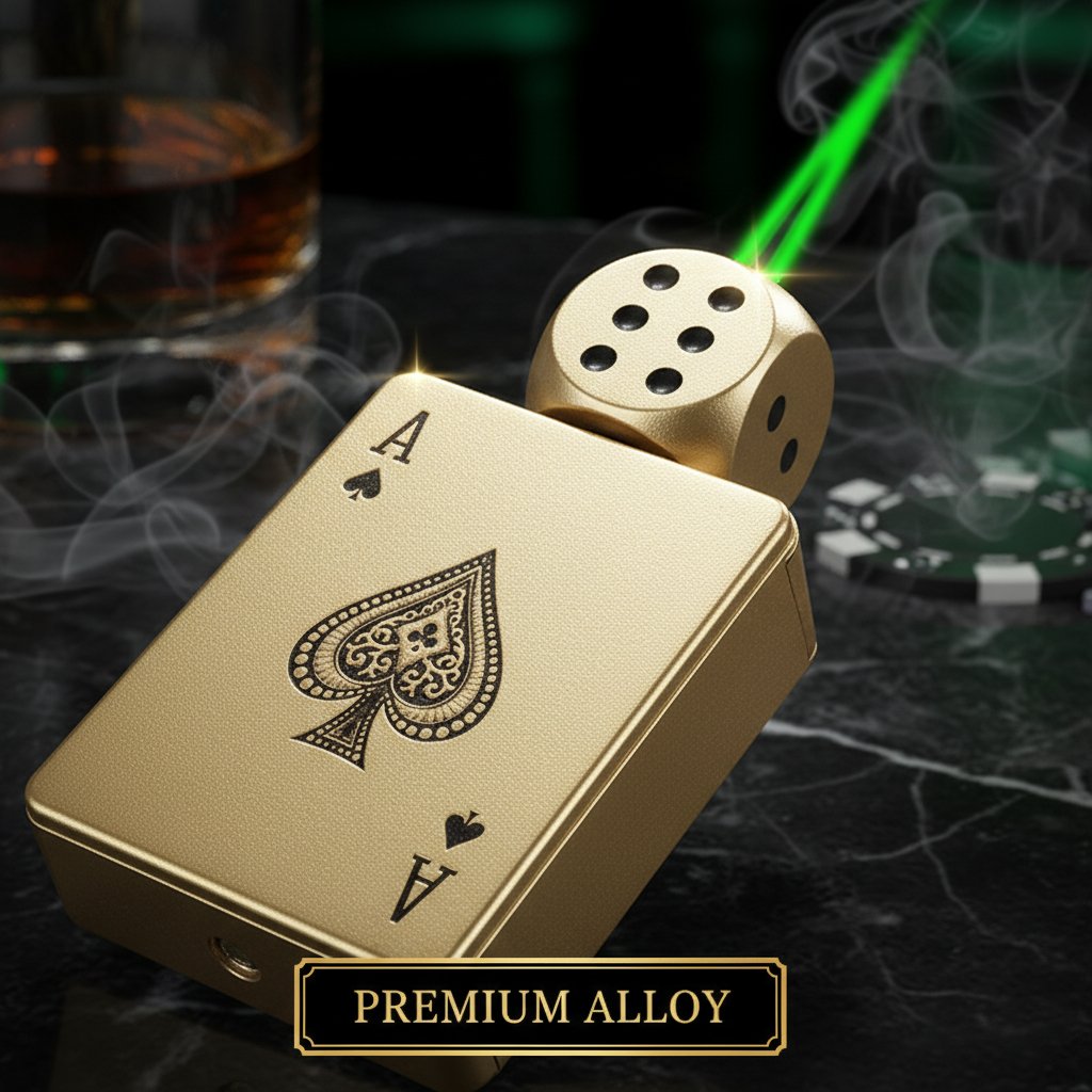 🎲Windproof Poker Dice Rotating Cigar Lighter, Butane Refill (Not Included)