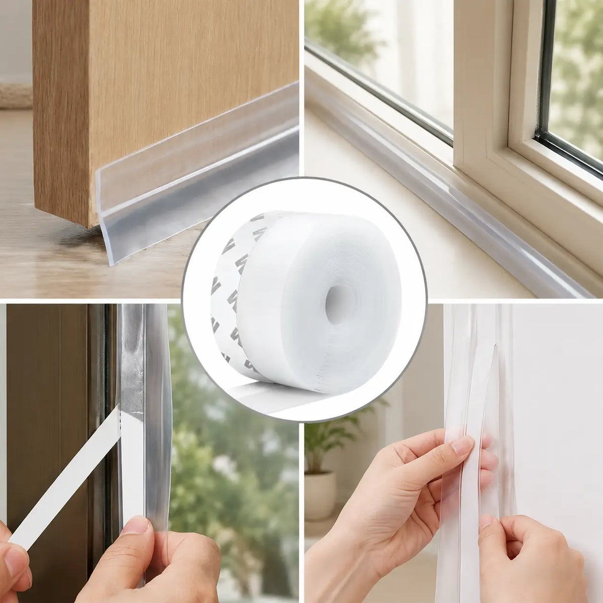 Adhesive Weather Stripping Tape — All-Season Door & Window Draft Stopper