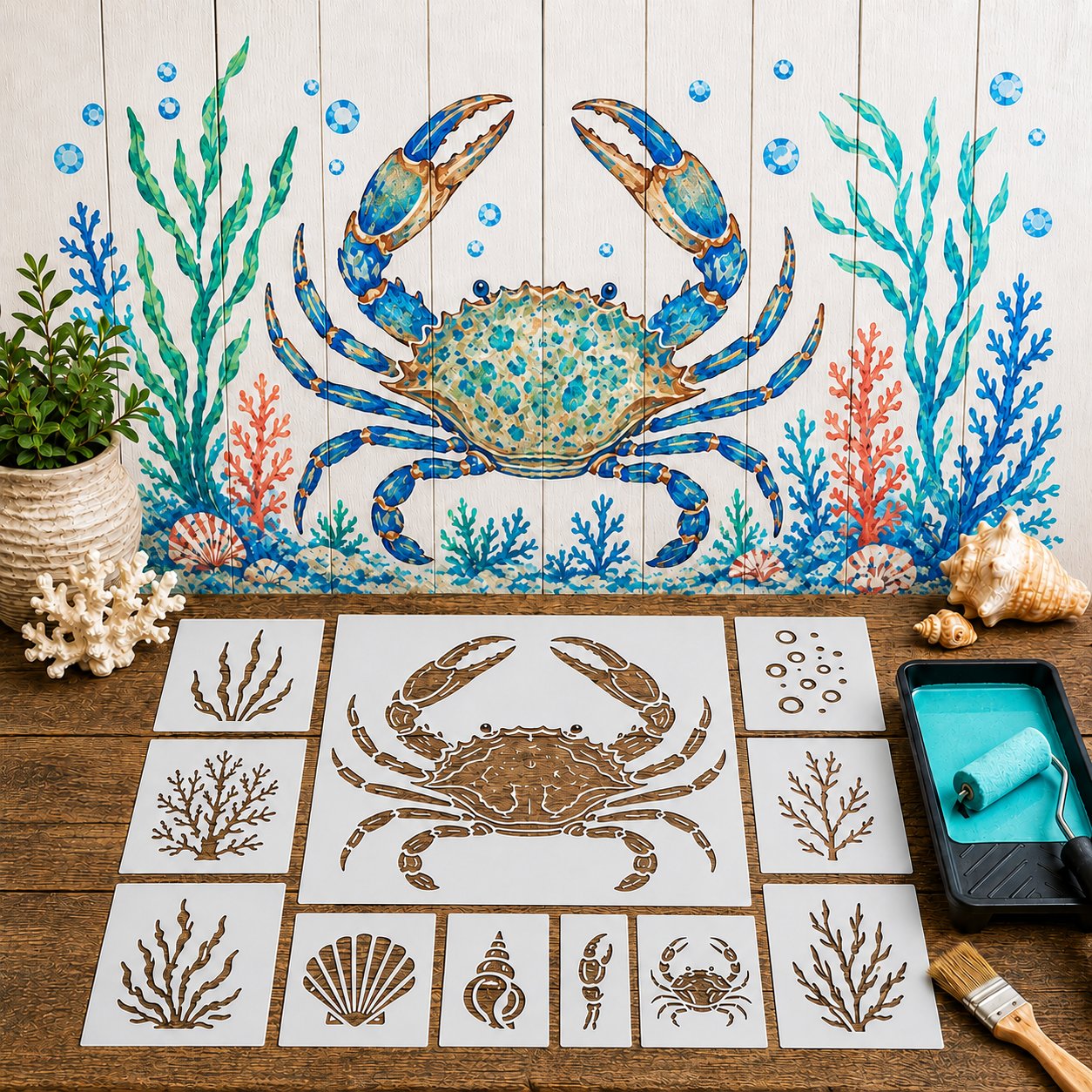 🔥 LAST DAY 49% OFF – 🐙Reusable Ocean Octopus Mural Stencil Set | Bring Plain Walls & Fences to Life with a Bold Underwater Scene 🌊🎨✨