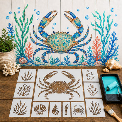 🔥 LAST DAY 49% OFF – 🐙Reusable Ocean Octopus Mural Stencil Set | Bring Plain Walls & Fences to Life with a Bold Underwater Scene 🌊🎨✨