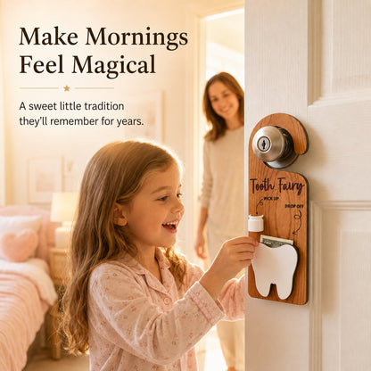 🧚 Wooden Tooth Fairy Door Hanger for Lost Tooth Traditions