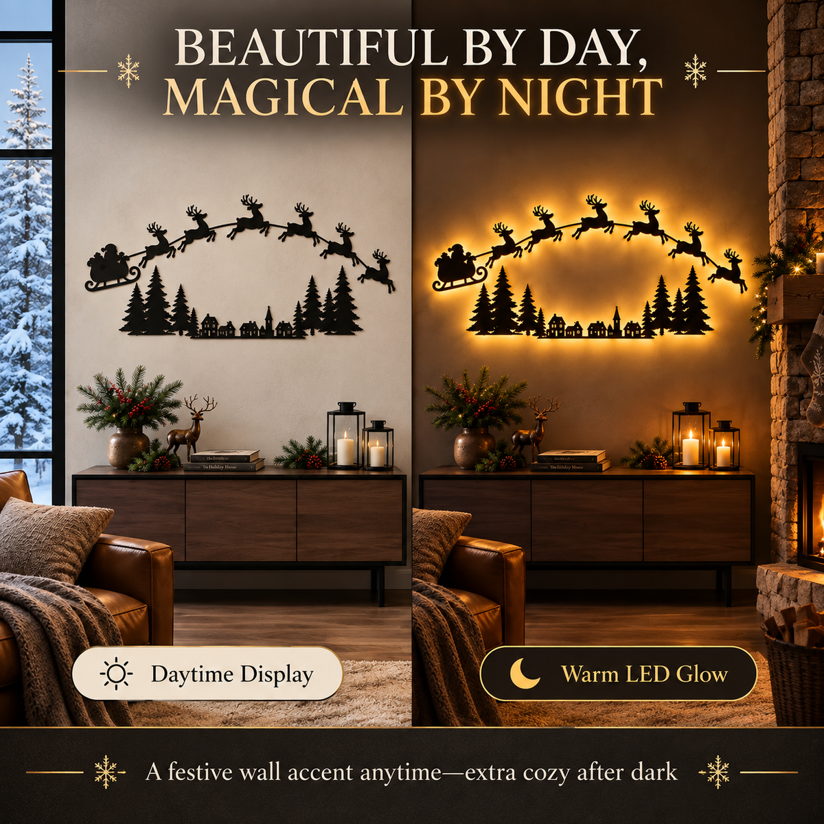Hot sales🔥LED Santa & Reindeer Christmas Wall Decor