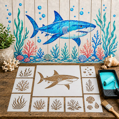 🔥 LAST DAY 49% OFF – 🐙Reusable Ocean Octopus Mural Stencil Set | Bring Plain Walls & Fences to Life with a Bold Underwater Scene 🌊🎨✨