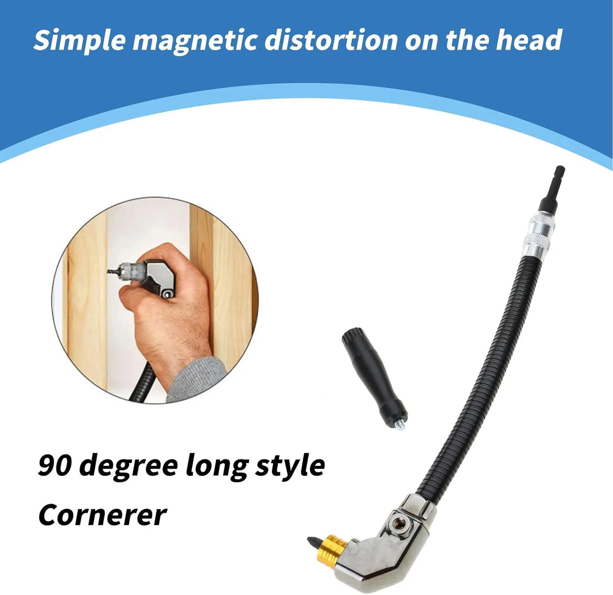 🔧 Flexible 90‑Degree Right‑Angle Drill Attachment with Long Flexible Shaft