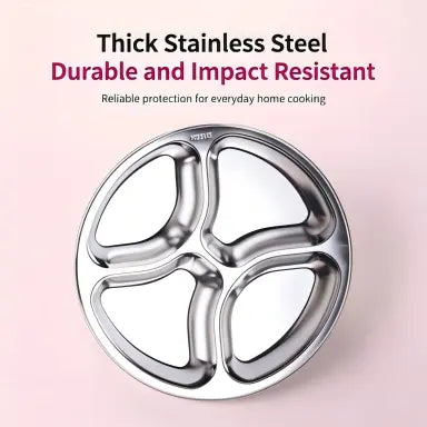 4-Compartment Stainless Steel Divided Plate, Reusable Food Prep Tray ✅