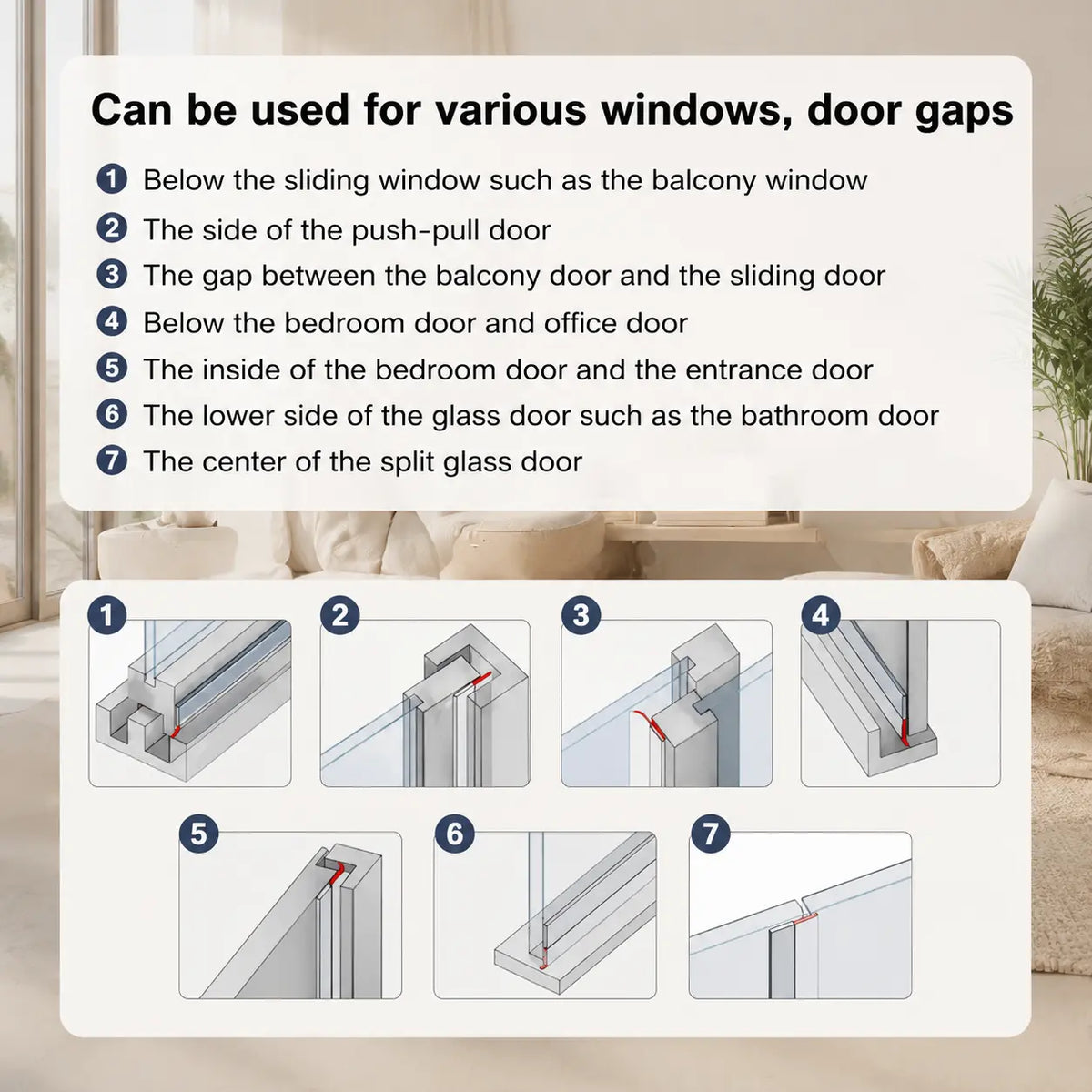 Adhesive Weather Stripping Tape — All-Season Door & Window Draft Stopper