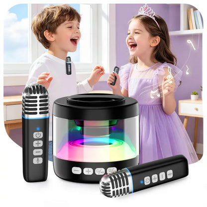 🎤Mini Bluetooth Karaoke Machine: Dual Mics, 4 Voice Changer, Magnetic Phone Holder for Family Fun🎁