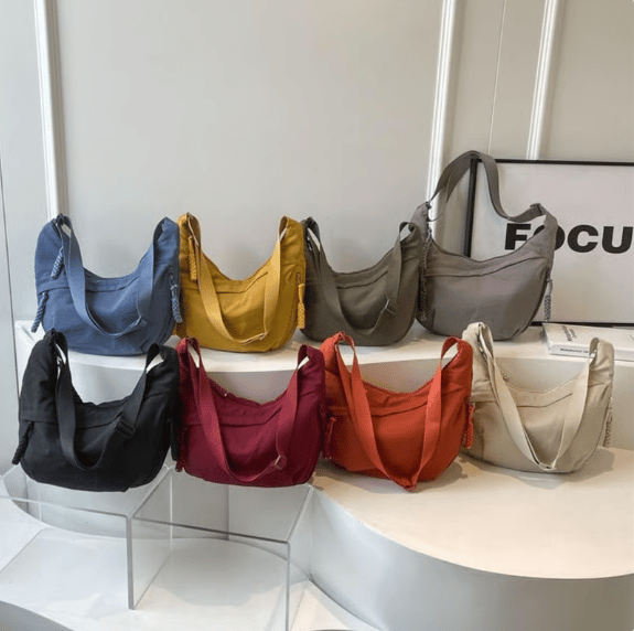 🏆5k sold this week!👜Women's Fashion Plain Color Nylon Crossbody Hobo Bag