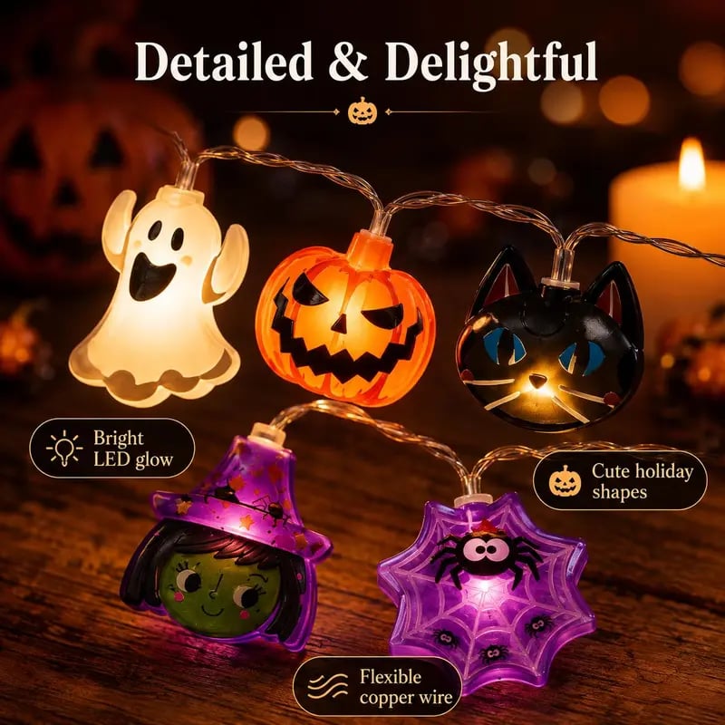 USB-Powered Pumpkin LED String Lights