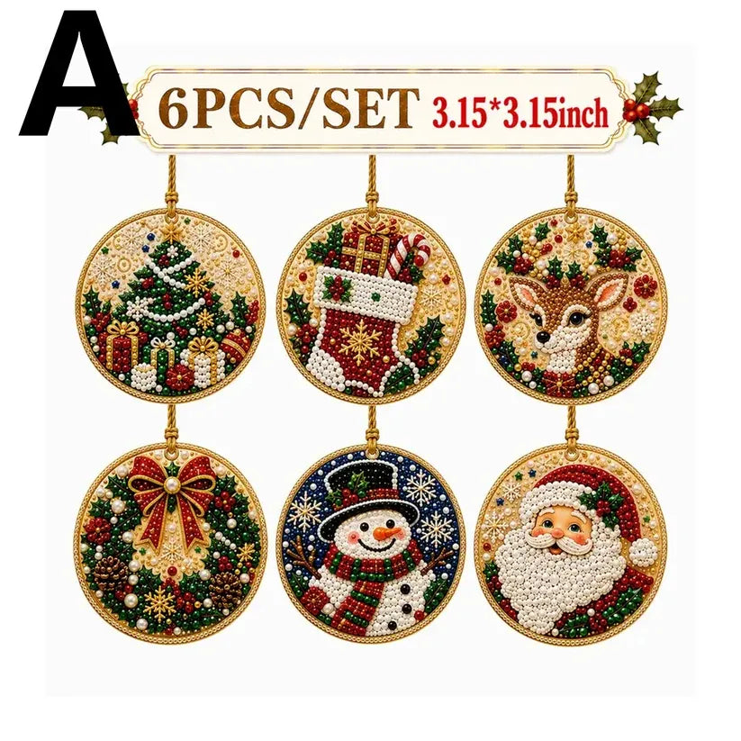 ⏳ Last Day 49% OFF – 🎄Beginner-Friendly Christmas Pearl & Gem Diamond Painting DIY Kit | 6 Festive Ornament Designs with Sparkling Pearls, Faceted Gems & 3D Layered Detail 💕