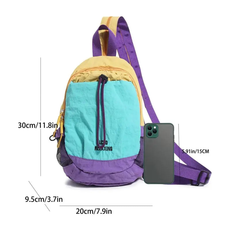 🎒Lightweight Color Block Mini Backpack | Water Resistant, Adjustable Straps for Outdoor Travel🚴