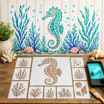 🔥 LAST DAY 49% OFF – 🐙Reusable Ocean Octopus Mural Stencil Set | Bring Plain Walls & Fences to Life with a Bold Underwater Scene 🌊🎨✨