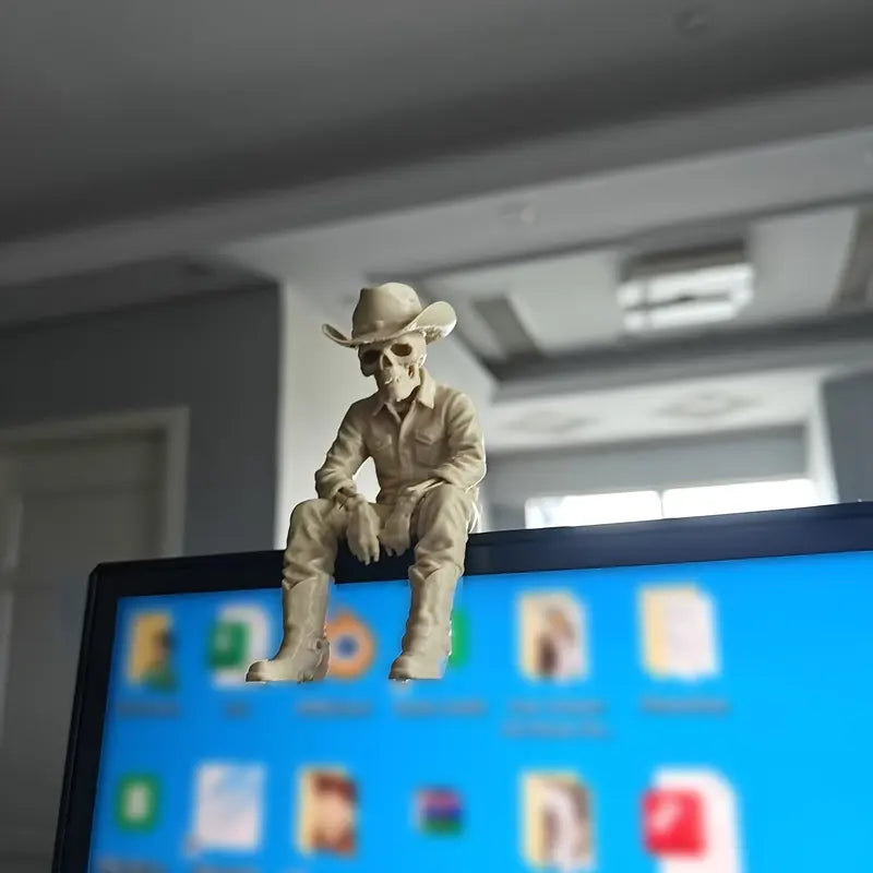 Western Cowboy Skull Pla Ornament, Skull Figurine