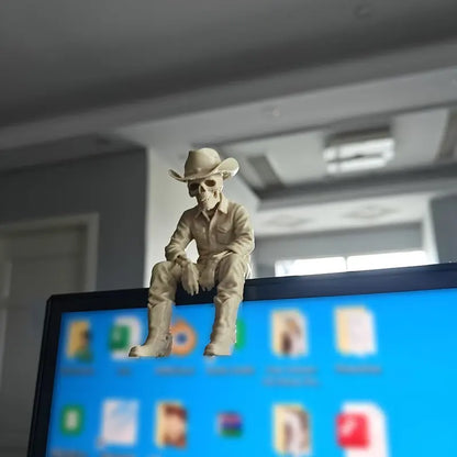 Western Cowboy Skull Pla Ornament, Skull Figurine