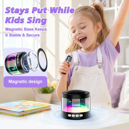 🎤Mini Bluetooth Karaoke Machine: Dual Mics, 4 Voice Changer, Magnetic Phone Holder for Family Fun🎁