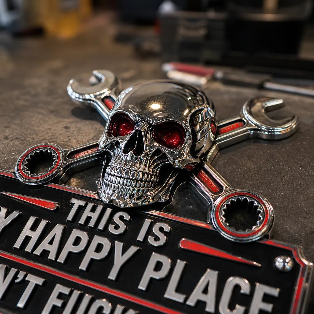 💀'This Is My Happy Place' Garage Wall Sign