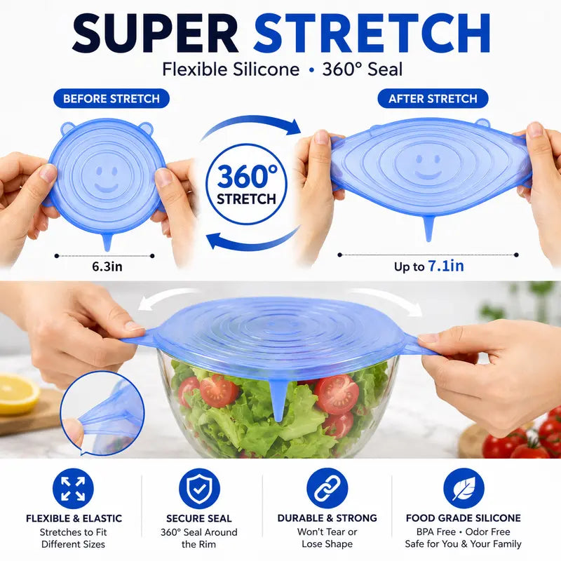 🔥Adpartner Silicone Lids for Food Storage (6-Pack)