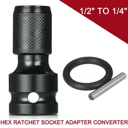 2 PCS 1/2 inch Square Drive to 1/4 inch Hex Female Socket Adapter Converter Chuck Adapter