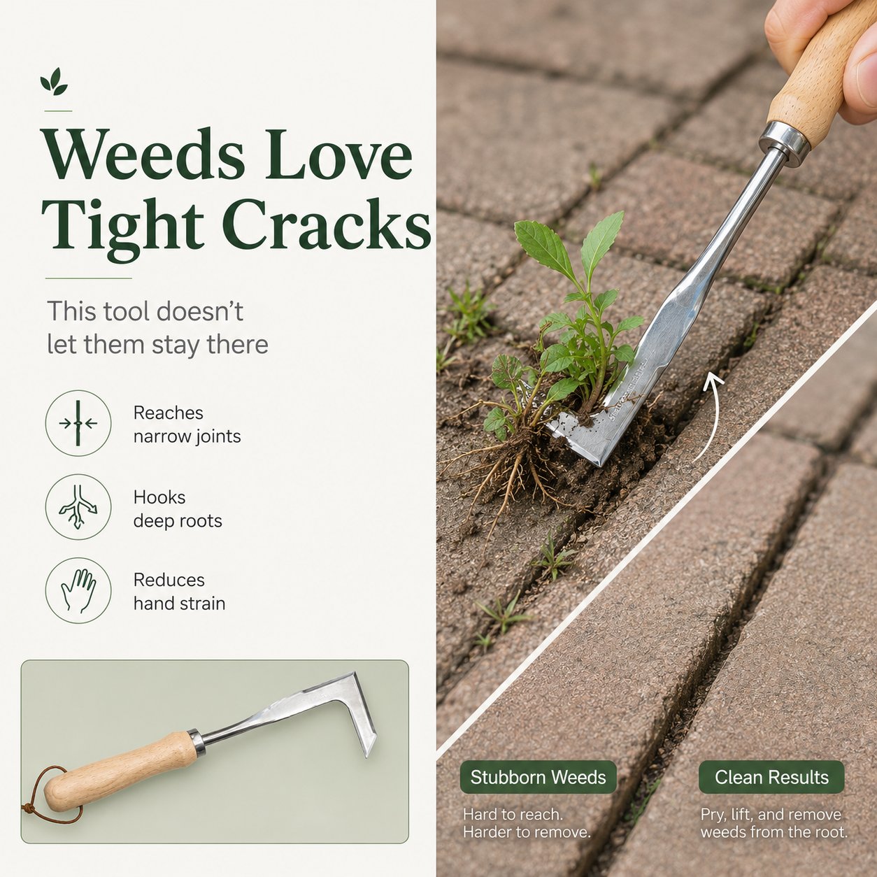 Buy 1 Get 1 Free 🔥Stainless Steel Crevice Weeder / L-Shape Hand Hoe