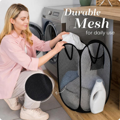 Foldable Mesh Laundry Basket – Breathable Large Capacity Hamper for Home & Bathroom