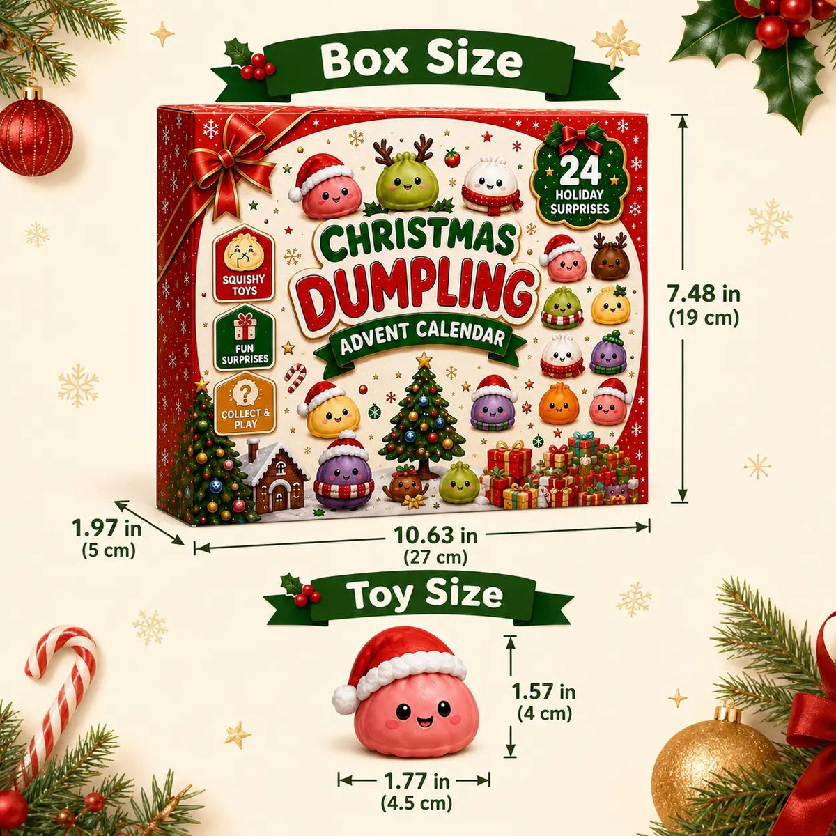 🎅 24 Days of Mini Squishies – Cute 2026 Advent Calendar with Daily Dumpling Surprises
