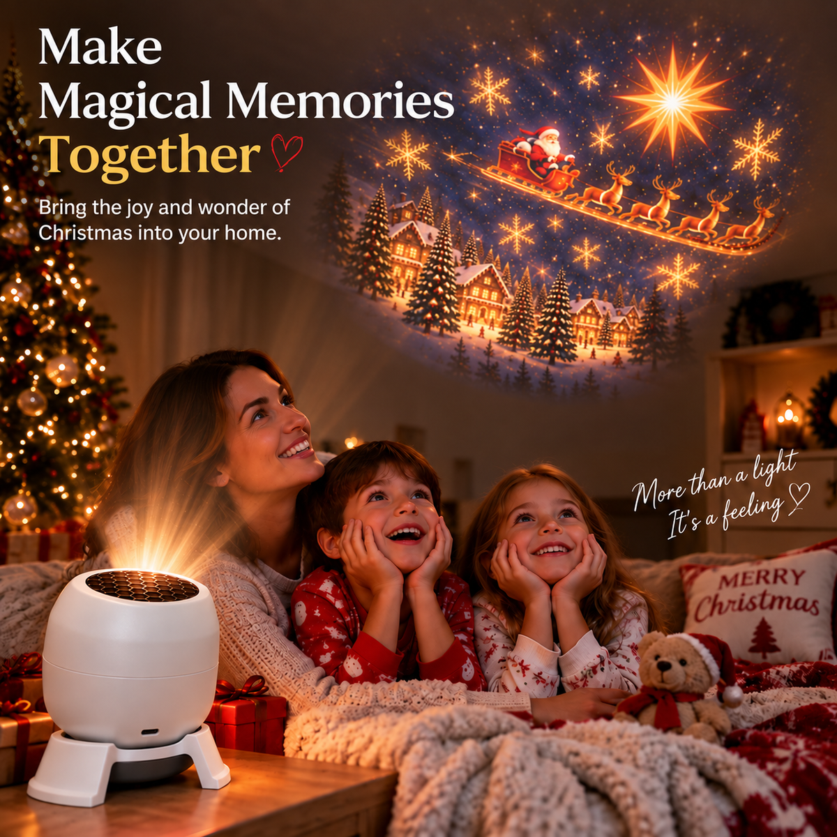 🎄 Magical Christmas Projection Night Light – Transform Any Room Into A Holiday Wonderland