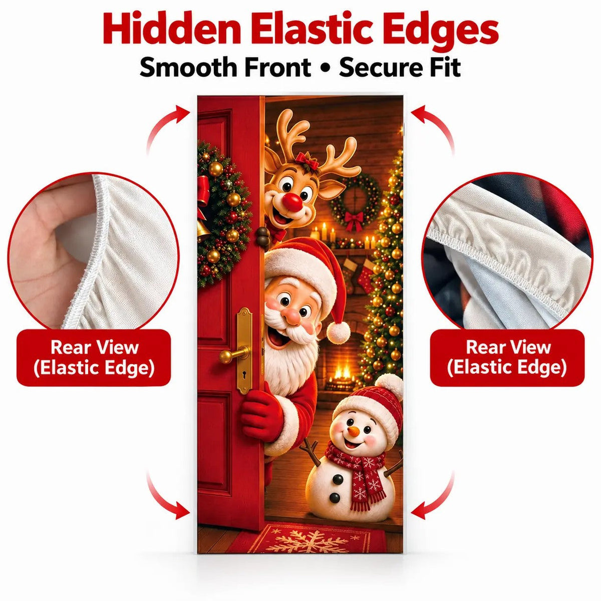 Christmas Door Cover - Stretch Fit Santa & Reindeer Door Decoration with 4-Side Elastic Edges🎅 - image 10