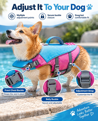 Dog Life Vest - Adjustable Flotation Support for Swimming & Boating
