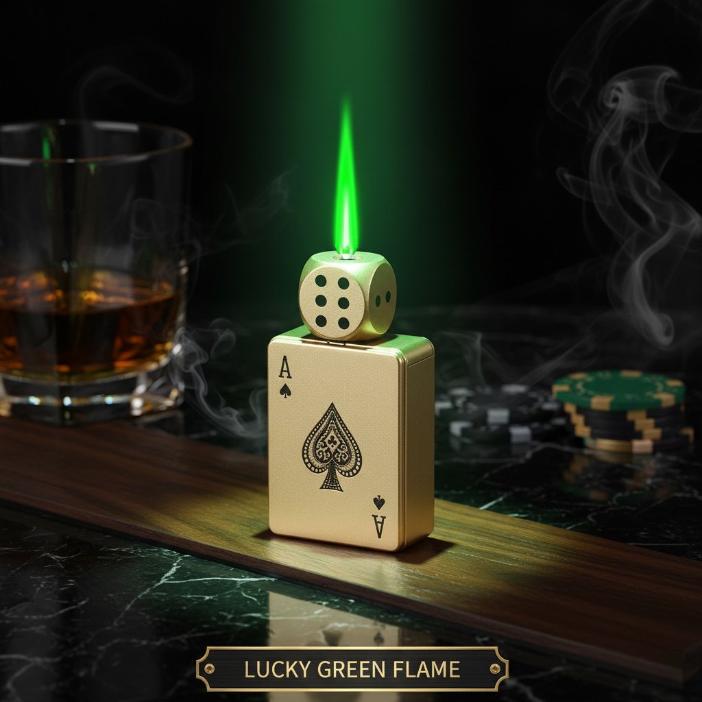 🎲Windproof Poker Dice Rotating Cigar Lighter, Butane Refill (Not Included)