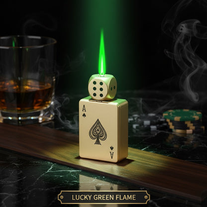 🎲Windproof Poker Dice Rotating Cigar Lighter, Butane Refill (Not Included)