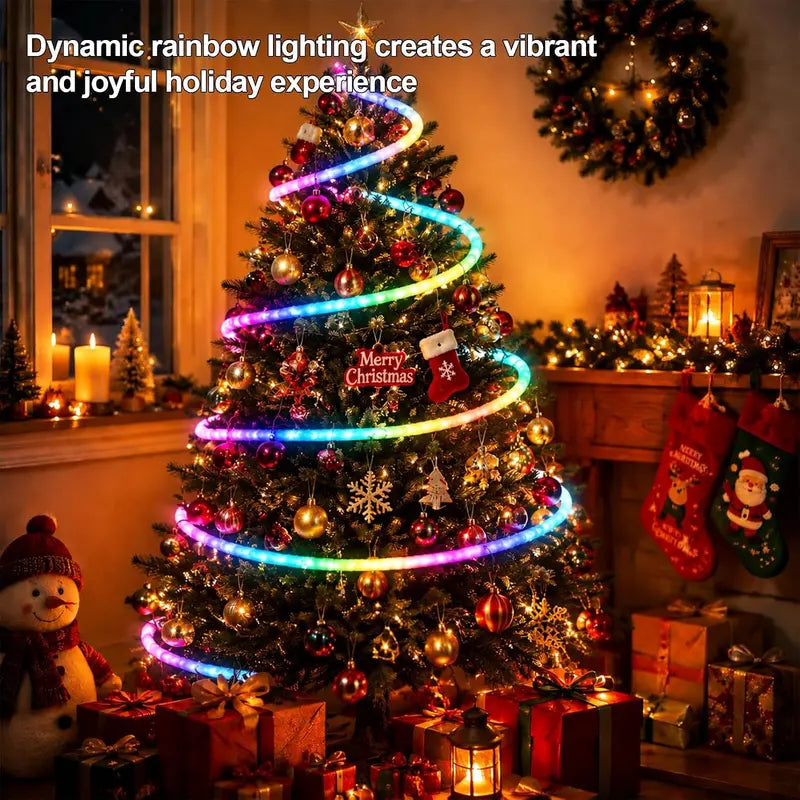 🎅Plush RGB Neon Rope Light🎄360° Full Glow, Music Sync, Perfect Christmas Tree & Bedroom Holiday Decor🎁