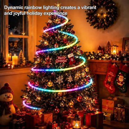 🎅Plush RGB Neon Rope Light🎄360° Full Glow, Music Sync, Perfect Christmas Tree & Bedroom Holiday Decor🎁