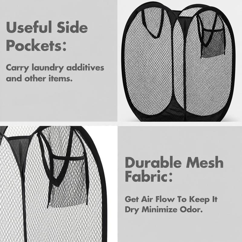 Foldable Mesh Laundry Basket – Breathable Large Capacity Hamper for Home & Bathroom